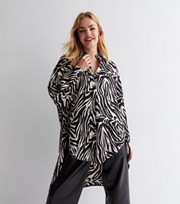 Cameo Rose Black Zebra Print Oversized Shirt